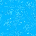 Steel Fishing Hook Set with Feathers on Blue Background. Seamless Pattern Royalty Free Stock Photo