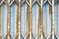 steel folding door Blue sliding exterior with steel plate lock and thick steel door inside
