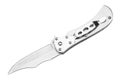 Steel folding knife with an open blade isolated on a white background Royalty Free Stock Photo