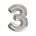 Steel font Number 3 THREE 3D