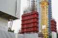 Steel Formwork Shuttering for Concrete poles  ,Construction of the building taller structures. modular steel frame formwork Royalty Free Stock Photo