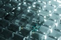 Steel frame and glowing cubes, 3d rendering Royalty Free Stock Photo