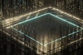 Steel frame and glowing cubes, 3d rendering