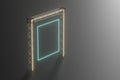 Steel frame and luminous cubes, 3d rendering Royalty Free Stock Photo