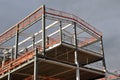 Steel frame and roof of a building under construction Royalty Free Stock Photo