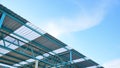 Steel frame structure of metal sheet roof. Royalty Free Stock Photo