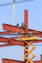 Steel frame structure and working man