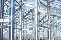 Steel frame workshop is under construction against a blue sky Royalty Free Stock Photo