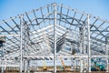 Steel frame workshop is under construction against a blue sky Royalty Free Stock Photo