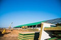 Steel frame workshop is under construction against a blue sky Royalty Free Stock Photo