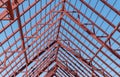 Steel frames and trusses of a industrial building. steel frame building project scheme