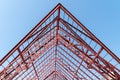 Steel frames and trusses of a industrial building. steel frame building project scheme