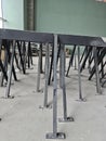 Steel framework assembled in a construction site during daylight, showcasing structural supports and beams Royalty Free Stock Photo