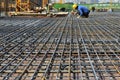 Steel framework in construction site,In the construction of large buildings