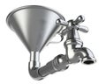 Steel funnel with faucet.