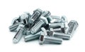 steel galvanized bolts with hex heads isolated Royalty Free Stock Photo