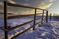 Steel gate attached to a barbed wire fence on the Alberta prairies Royalty Free Stock Photo