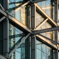 Steel and glass facade featuring a modern architectural design. The structure consists Royalty Free Stock Photo