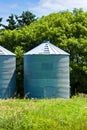 Steel Grain Bins Royalty Free Stock Photo