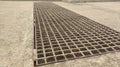 Steel grating cover Royalty Free Stock Photo