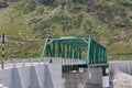 Steel green Atal Tunnel near rocky cliffs in Himachal Pradesh, Sisu, India