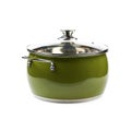 Steel green stock pot isolated
