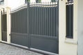 Steel grey gate aluminum portal of suburb home