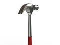 Steel hammer with red rubber handle - hammer head back view closeup shot - isolated on white background
