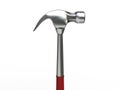 Steel hammer with red rubber handle - hammer head closeup