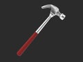 Steel hammer with red rubber handle - side view - isolated on dark background Royalty Free Stock Photo