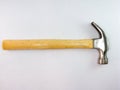 Steel hammer, wood handle On a white background