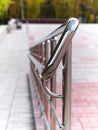 Steel handrails of wheelchair ramp