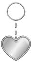 Steel heart trinket. Realistic keychain with metal ring