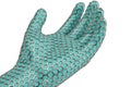 Steel hexagon mesh hand on white background.3D illustration.