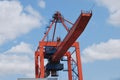 Steel hoisting mechanics container crane background sky Royalty Free Stock Photo