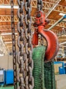 Steel hook and chain of crane