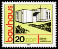 Postage stamp printed in Germany Democratis Republic, shows Steel House, Dessau, Artistic Training `Bauhaus` serie, circa 1980
