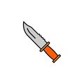steel hunting knife, sharp knife, hunting line icon on white background. Elements of mountaineering icon. Can be used