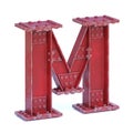 Steel I beam font 3d rendering letter M Royalty Free Stock Photo