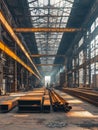 Steel in industrial warehouse, beam, pipe, steel plate - ai. Royalty Free Stock Photo