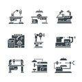 Steel industry machine tools vector icons