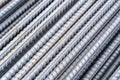 Steel iron industry material. Steel bars for building and foundation construction background. Royalty Free Stock Photo