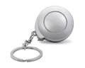 Steel key chain isolated on white background. Blank keyring in measuring tape concept. Clipping path Royalty Free Stock Photo