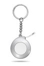 Steel key chain isolated on white background. Blank keyring in measuring tape concept. Clipping path Royalty Free Stock Photo