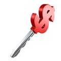 Steel Key With Red Dollar Sign For Money Or Wealth Way Royalty Free Stock Photo