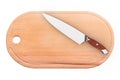Steel Kitchen Chef Knife over Wooden Ciiking Cutting Board. 3d R Royalty Free Stock Photo