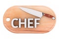 Steel Kitchen Chef Knife over Wooden Ciiking Cutting Board with Royalty Free Stock Photo