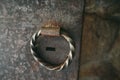 Steel knock door ring close up.