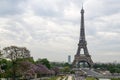 A view of the northwest side of the famous 1889 Eiffel Tower. From the 1937 Jardins du Trocadero in Paris