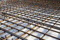 Steel lattice made of reinforcement for building construction Royalty Free Stock Photo